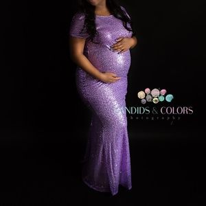 Lilac maternity gown maternity Dress.